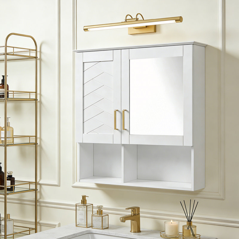 Armoire de toilette murale 2 en 1 avec tablettes réglables et portes à fermeture douce, Blanc