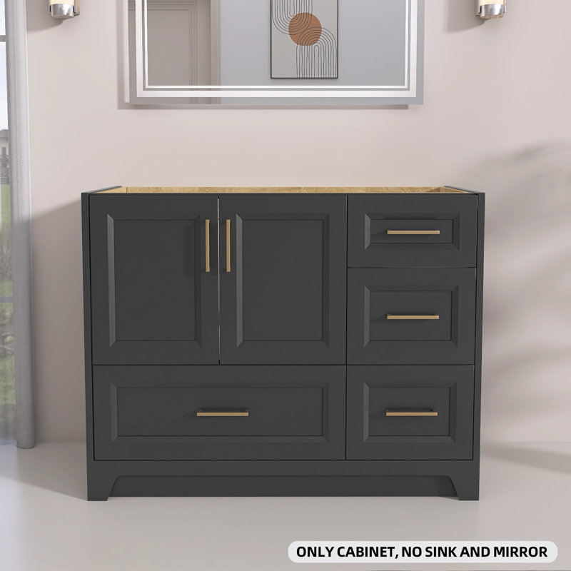 Base de meuble-lavabo simple en bois massif 42 po, Gris
