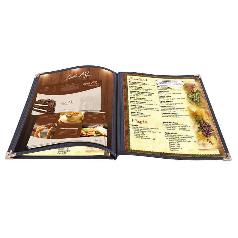 Yescom 30 Pack 8.5"X14" Menu Cover 3 Pages 6 Views Black Triple Book Style Cafe Restaurant Folder, 8.5" H x 14" W, Black