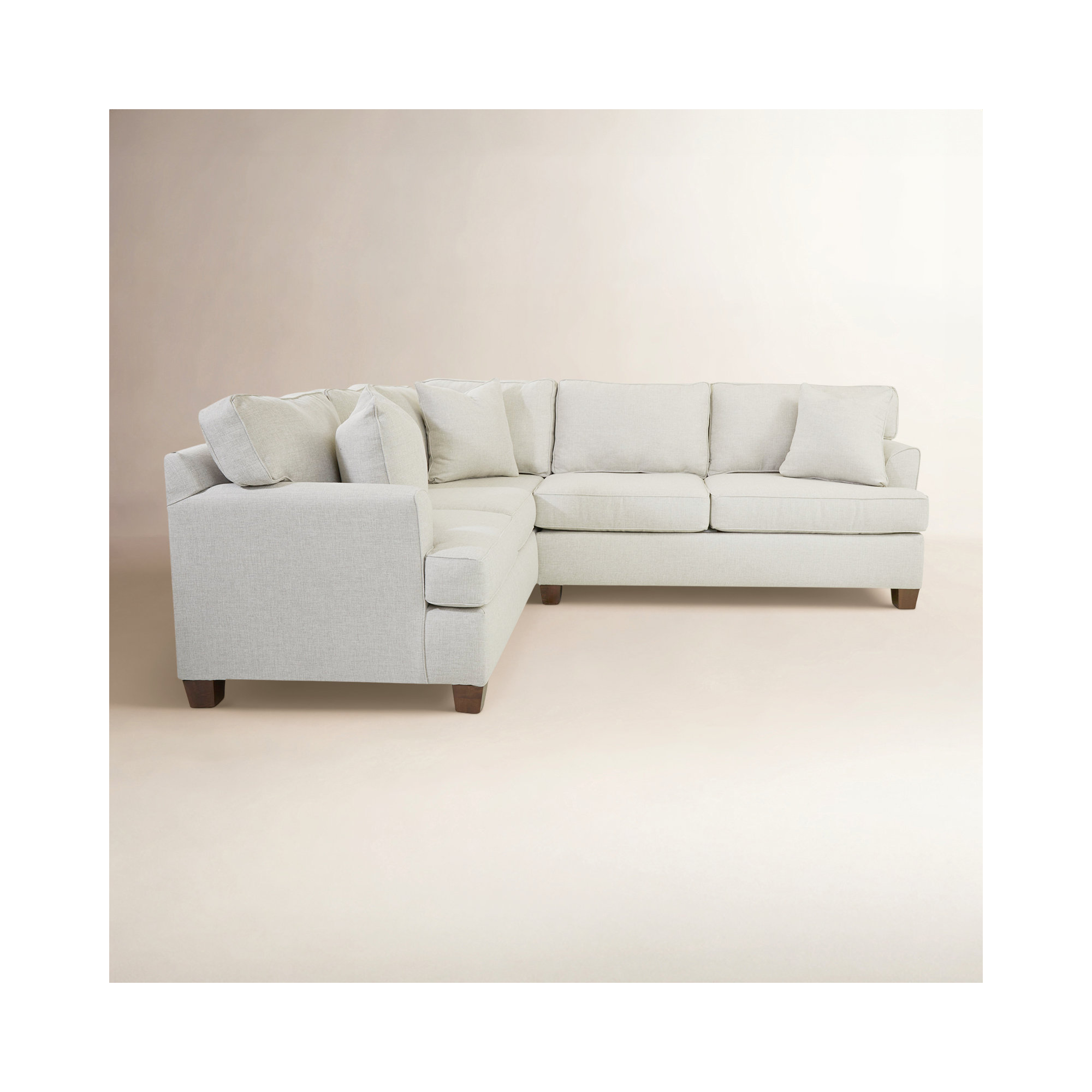 Conradina Upholstered L-Sectional, Drusky Ivory Sustain® Basketweave, Left Hand Facing