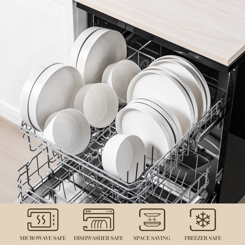 Piece Porcelain China Dinnerware Set - Service for 4, White
