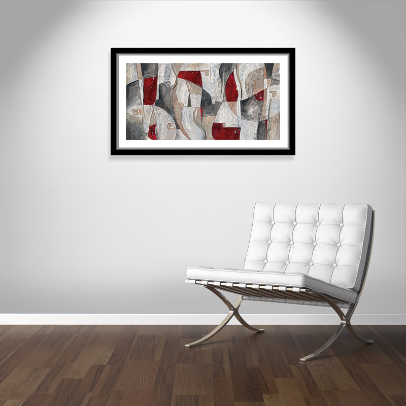 Carmit 'Red Rock' Framed Acrylic Painting Print, Black and Silver, 24.5" H x 44.5" W x 1.125" D