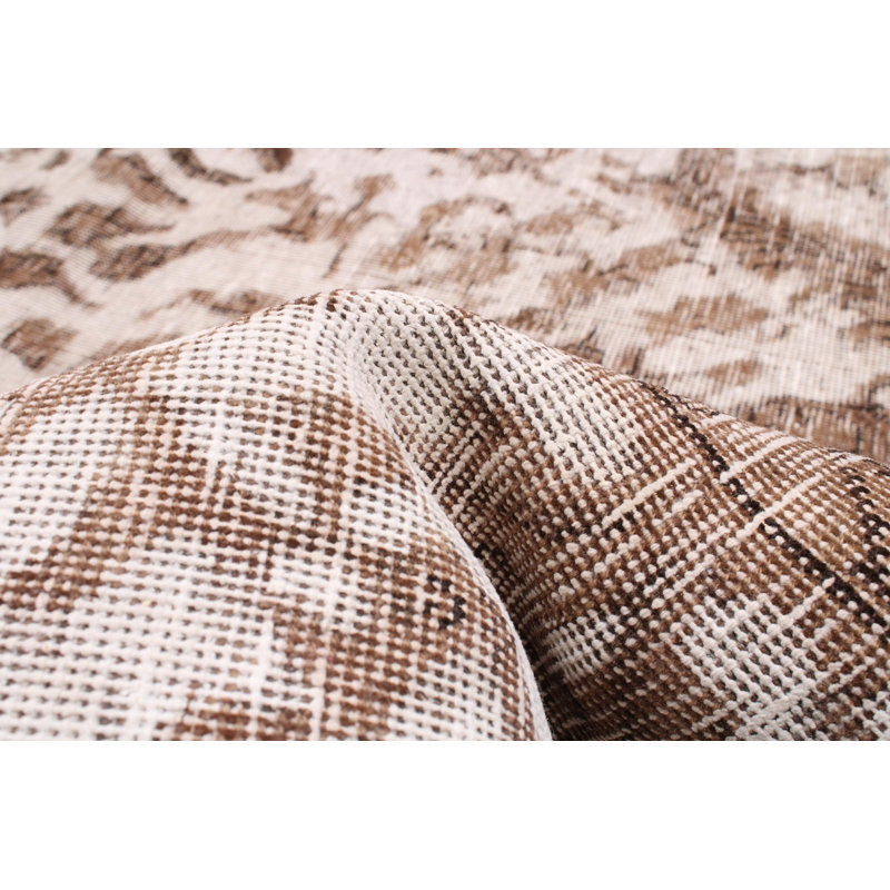 Tapis ivoire en laine noué à la main de conception unique 9 pi 5 po x 12 pi 1 po Cletus