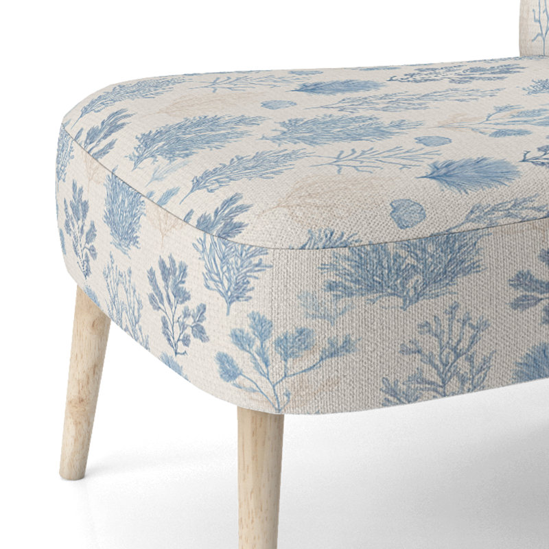 Chaise d'appoint abstraite - Chaise d'appoint blanche à motif de plage de corail, Chaise d'appoint sans accoudoirs