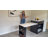 Modern Farmhouse Extendable Kitchen Island with Built-in Power Outlets, Faux Marble Top, Side Storage Shelves, and Wine Glass Rack - Black-1068778140