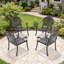 Chaise de patio en fonte d'aluminium 4 pièces avec cadre noir et coussins bleus-882976671-882976668