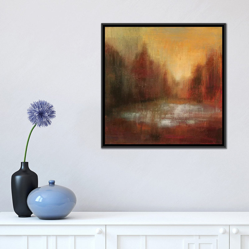 « rain i », reproduction d’art sur toile tendue, H 18 po x l 18 po x P 1,5 po, Toile avec cadre noir, Pas de tapis