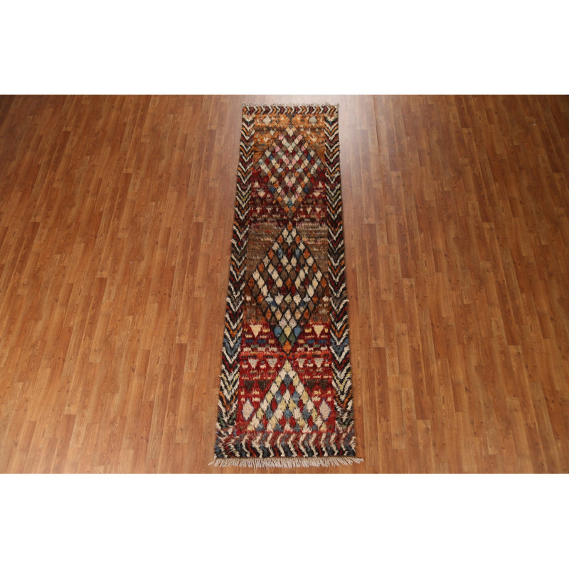 One-of-a-Kind Runner 2'9" x 9'9" New Age Runner Wool Area Rug in Green and Ivory