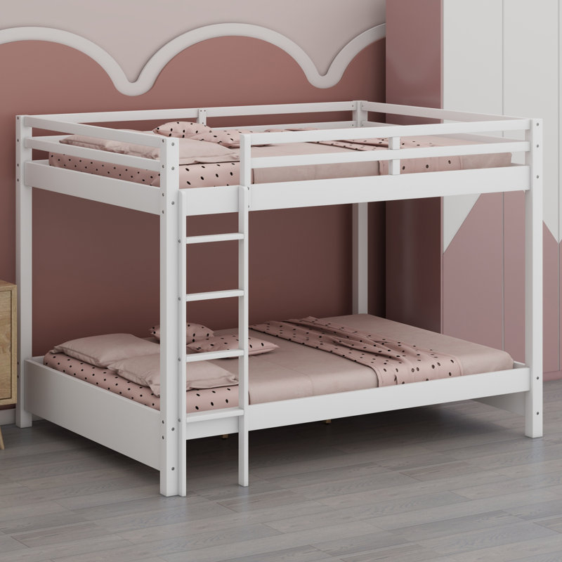 Lit superposé en bois avec échelle, Blanc