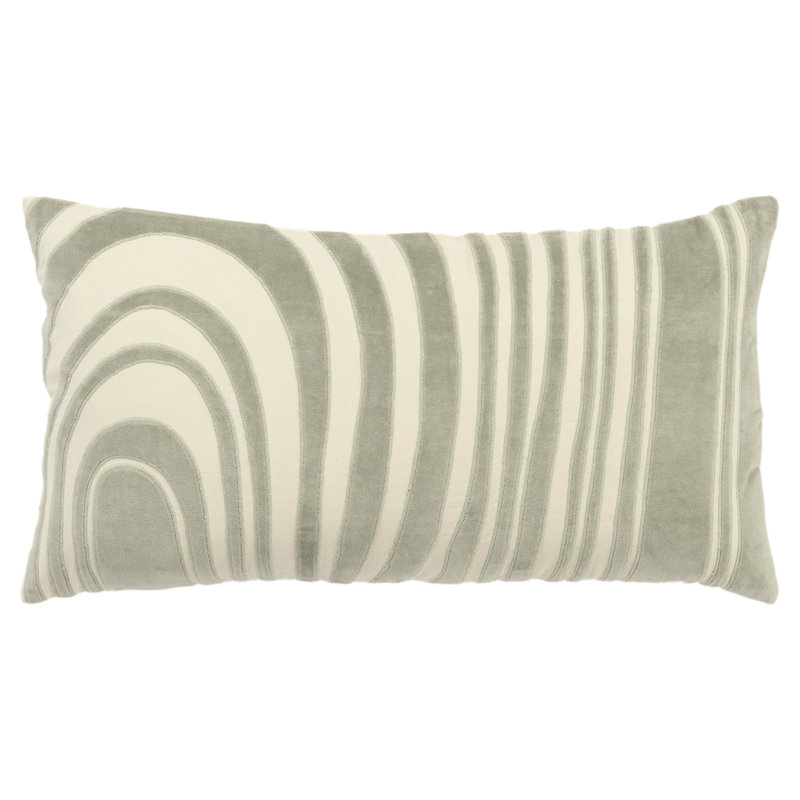Green and Beige Embroidered Cotton Lumbar Pillow Set