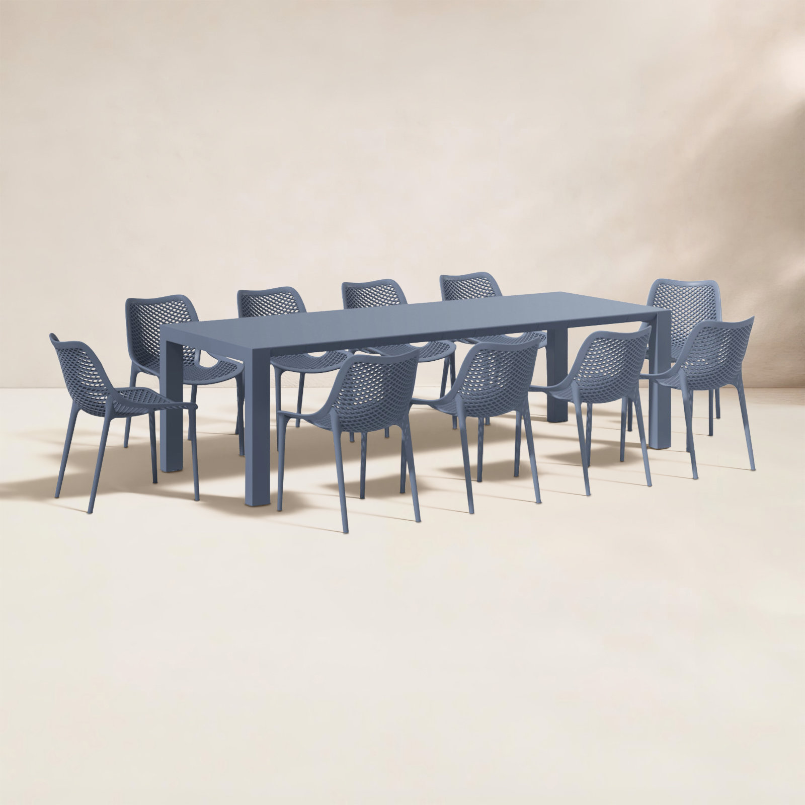 Farrah 102" Patio Dining Set, Dark Gray