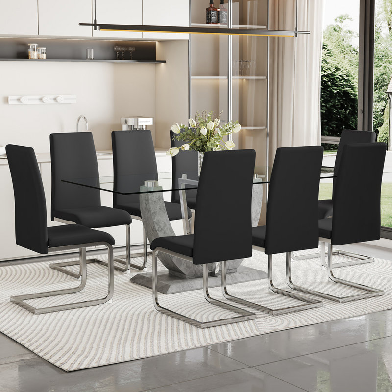 Lucifer Glass Top Metal Base Dining Table