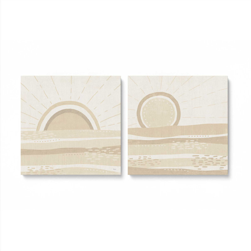 Ensemble de 2 Sandy Sunrise and Sunset, Toile tendue, H 16 po x l 32 po