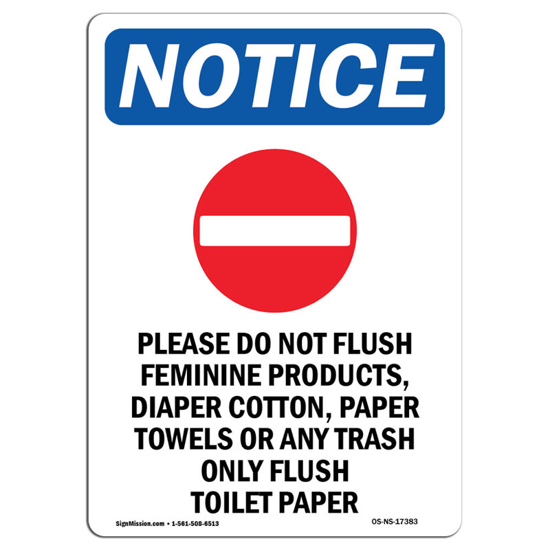 Please Do Not Flush Sign with Symbol