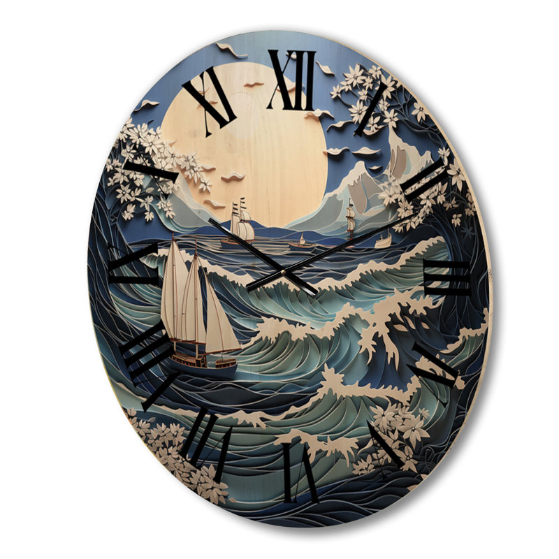 Horloge murale en bois massif Vilio, Moyenne