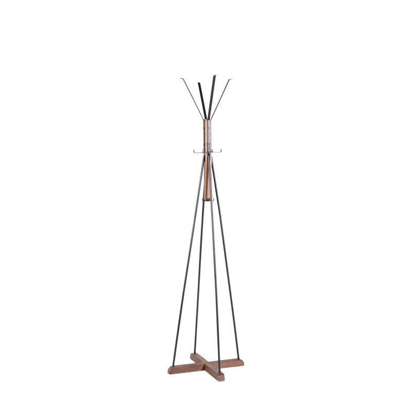 Portemanteau autoportant en bois et métal récupéré avec crochets pour le salon de la chambre à coucher