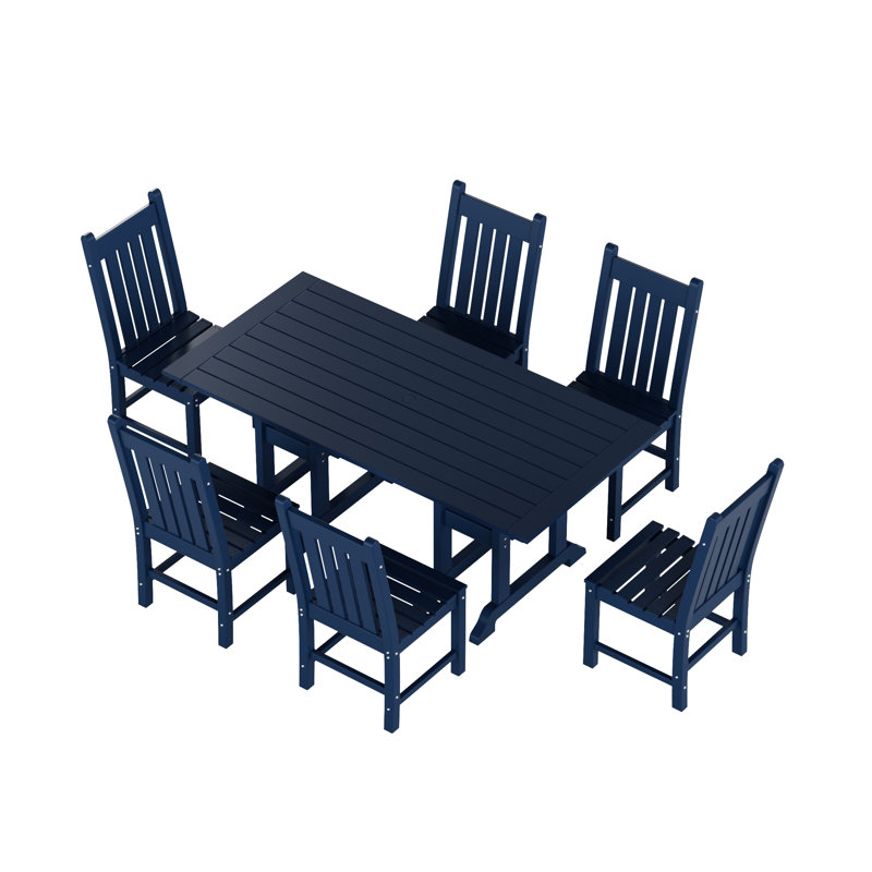 Ensemble de salle à manger rectangulaire pour 6 personnes 71 po Laguna, Bleu marine