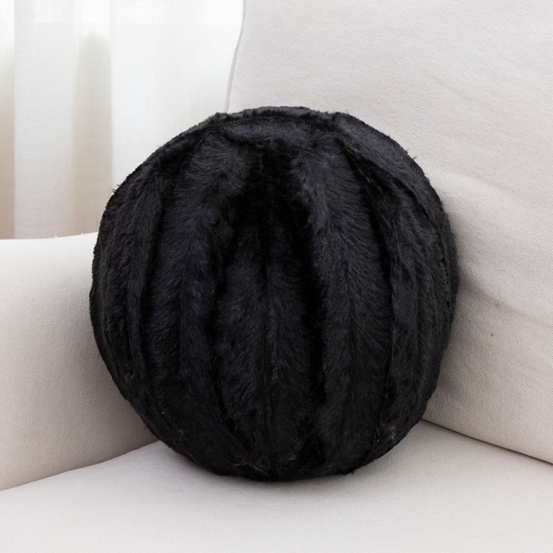 Housse et insert de coussin de sol en fausse fourrure, Noir
