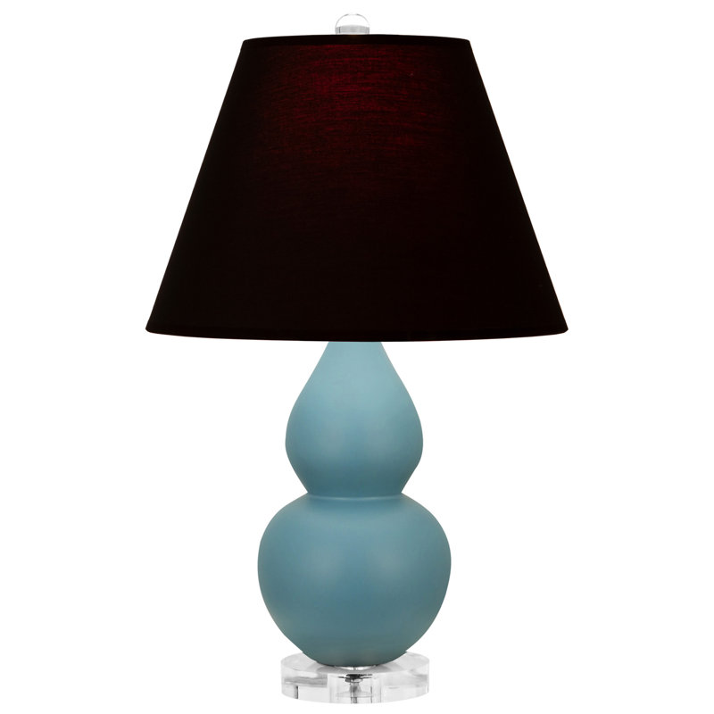 Petite lampe d'appoint à double gourde, Bleu acier mat, Noir / Rouge