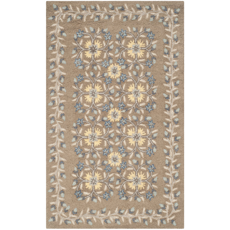 Folklore Floral Hand Tufted Wool Beige/Blue/Yellow Area Rug