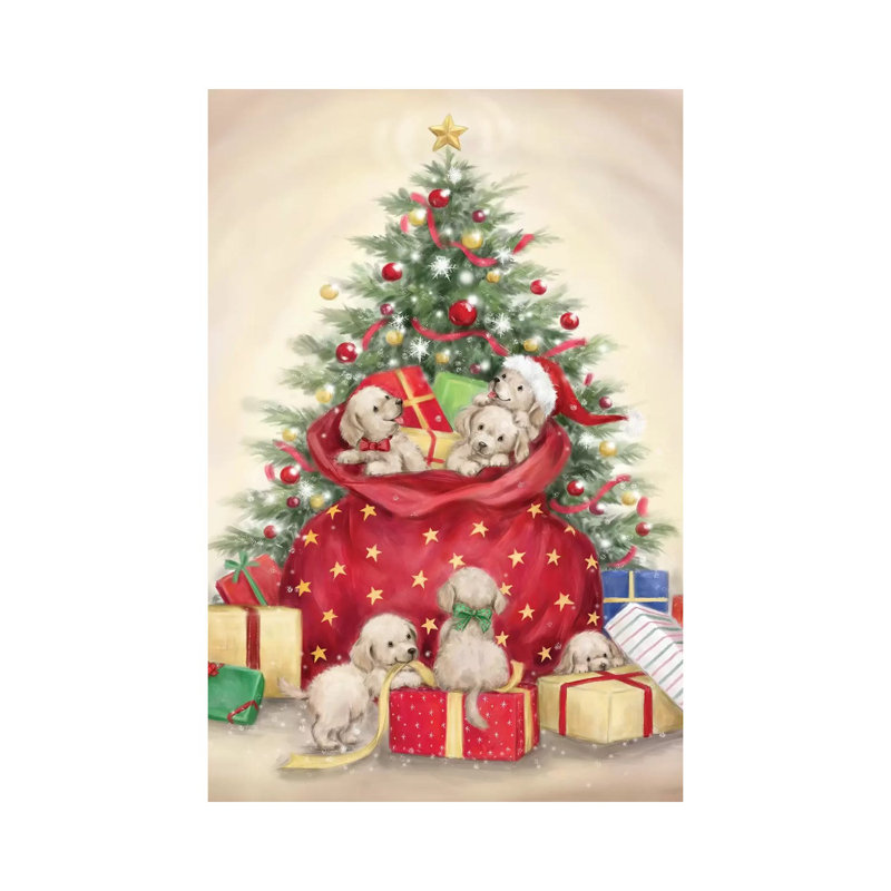 Christmas Puppies by MAKIKO - Wrapped Canvas Painting, 30.48 cm H x 45.72 cm W