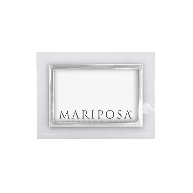 White with Metal Inner Border 4x6 Frame, White