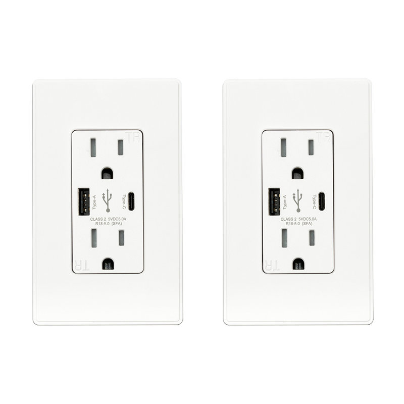 15 Tamper Resistant Duplex Outlet, 2, White