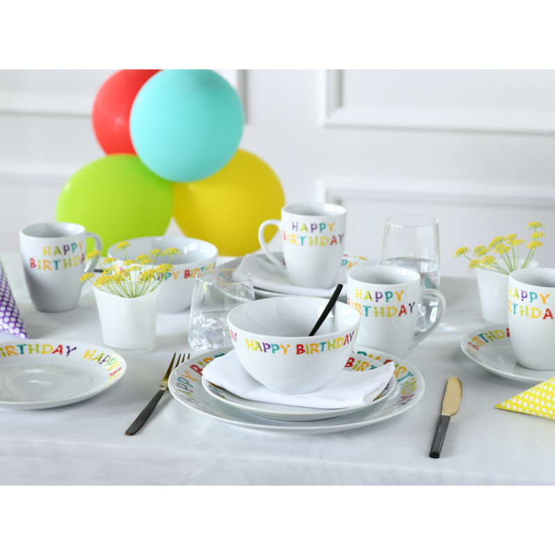Happy Birthday Dinnerware Set 16 Piece - Service for 4