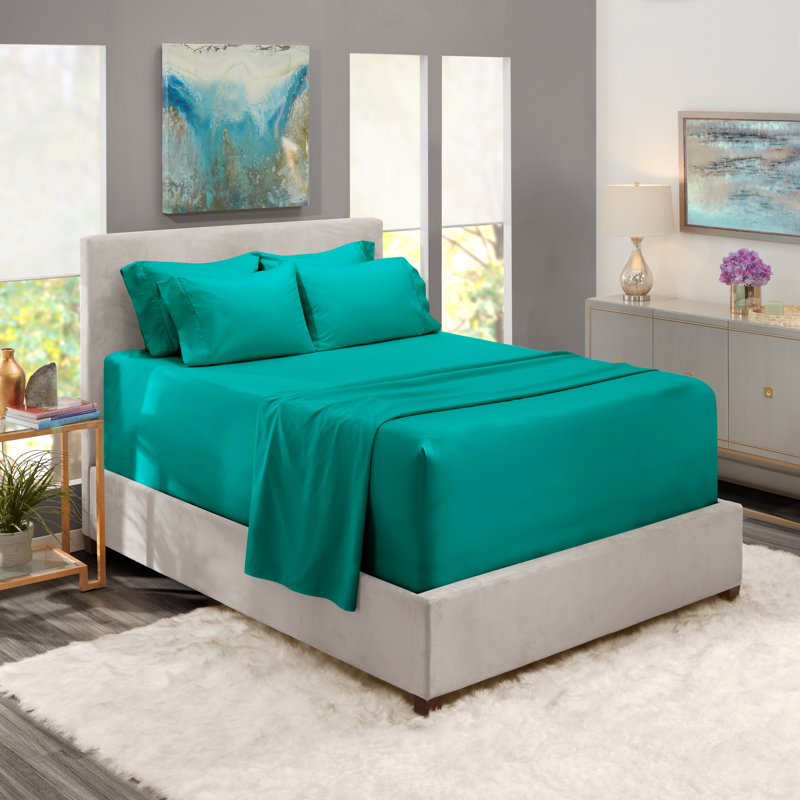 Microfiber Sheet Set, Teal, Queen Fitted Sheet