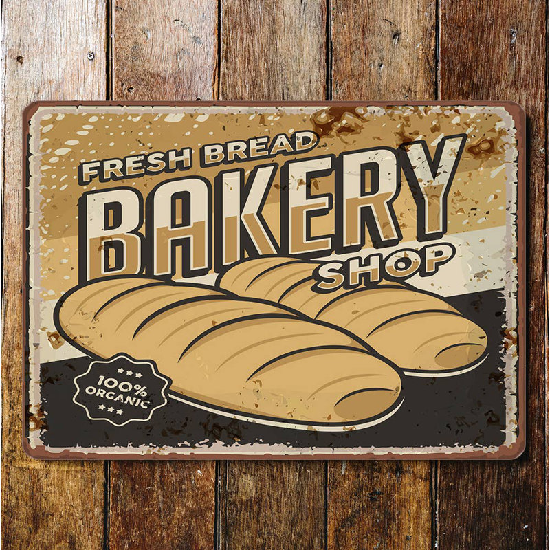 Bakery Shop Bakery Shop - Metal Wall Sign, 20cm H x 25cm W