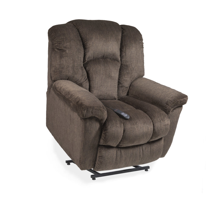 Sarahkate Upholstered Lift Assist Power Recliner, Brown Polyester