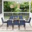 Ensemble repas de patio 9 pièces Christopher avec tissu bleu PVC-coated polyester-1398228460-1398228462