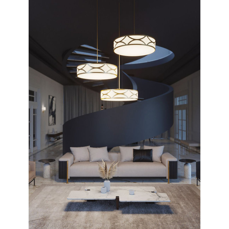 Luminaire suspendu tambour 4 lumières Jasvant, Or