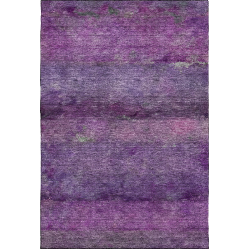 Premium Machine Washable Mayfield AMF2311 Stripes Rug, 10' x 14', Purple