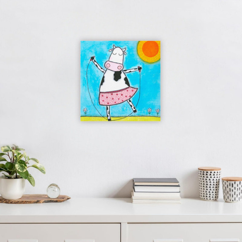 «Blue Super Animal Cow», reproduction d'art sur toile 24 x 24 po