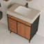Meuble-lavabo moderne autoportant avec lavabo en céramique et plateau en pierre frittée-240528362