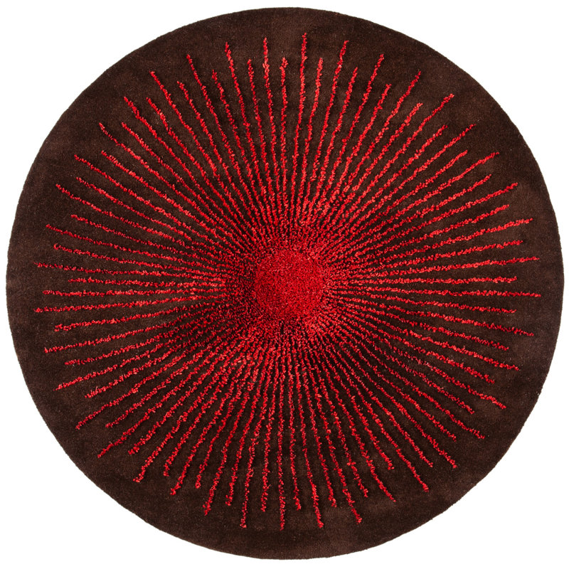 Olivarria Hand Tufted Wool, Viscose, And Cotton With Latex Abstract Rug, Round 6'