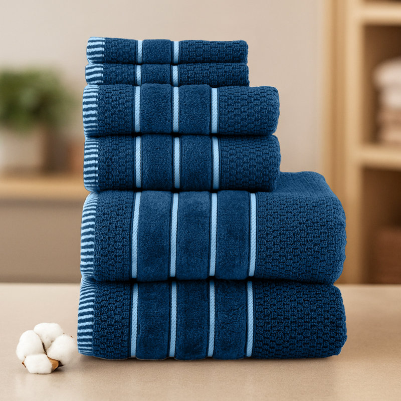 Ensemble de 6 serviettes de bain Lavish Home, accessoires de salle de bain, bleu marine, Marine, 6 pièces