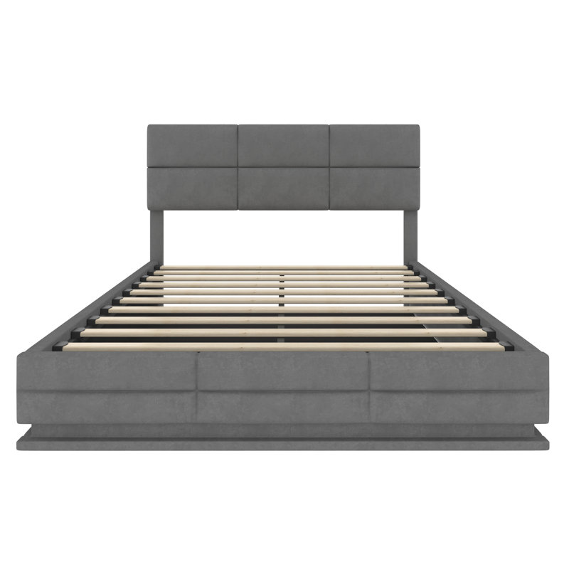 Upholstered Ottoman Storage Bed, Kingsize (5'), Grey