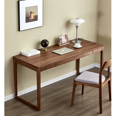 Elegant Walnut Wood Writing Desk with Slim Frame