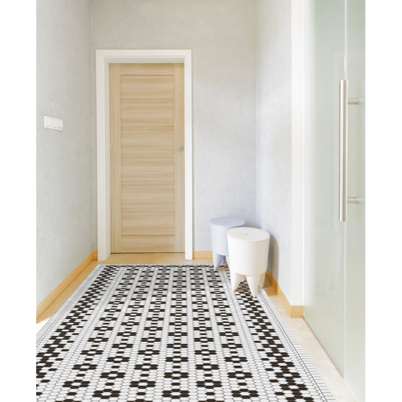 Cacee Vinyl Machine Printed Area Rug, Rectangle 2'2" x 8'2.4"