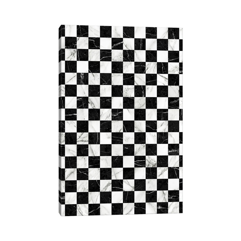 " Marble Checkerboard Pattern Black And White " by Zoltan Ratko, 26" H x 18" W x 1.5" D