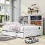 Lit de jour en bois Barnerd avec tablettes, tableau noir, ports USB et lit gigogne simple-356225528