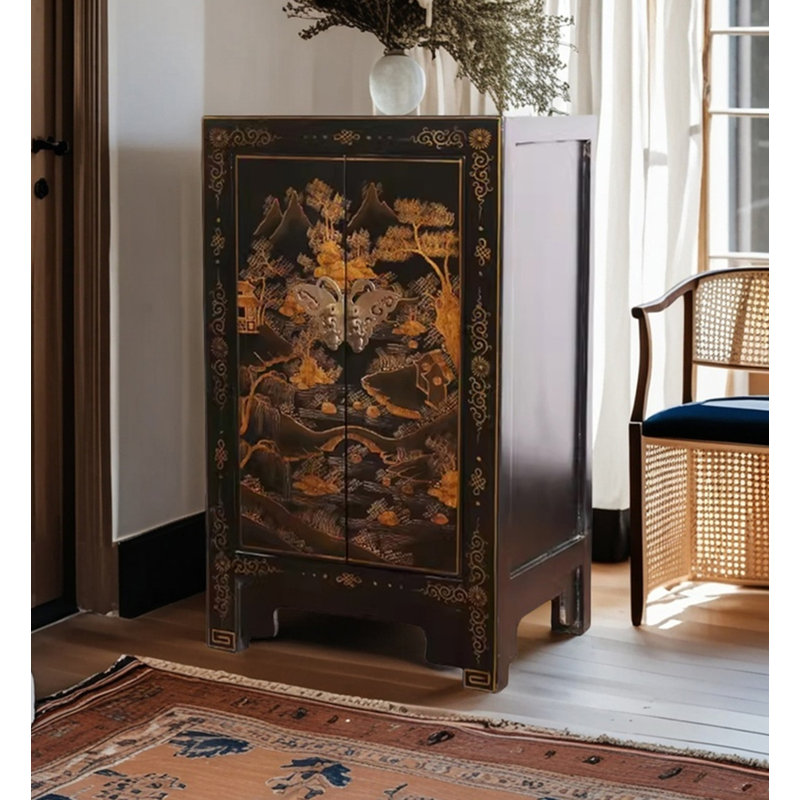 Table de chevet en bois massif de style rétro avec fonction de rangement, idéale pour la chambre à coucher