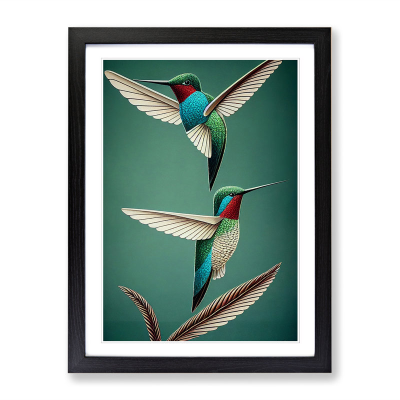 Kestner Hummingbird Traditional Vol.1 - Picture Frame Print, Black, 46cm H x 34cm W x 2cm D