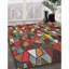 Tapis rouge/brun/jaune à motifs Olene-1895952995