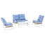 Ensemble de conversation à bascule d'extérieur 4 pièces avec causeuse, accoudoirs et table basse pour jardin, pelouse et piscine, bleu