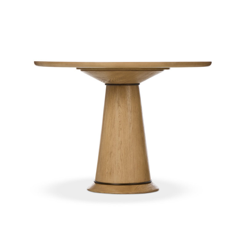 Round Oak Pedestal Dining Table, 30"H x 42"L x 42"W