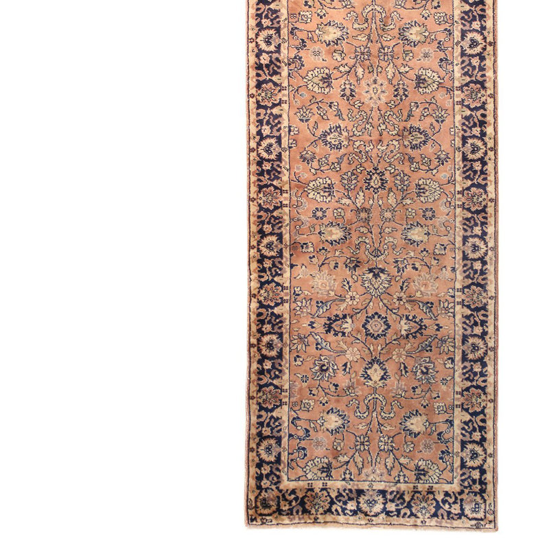 Tapis unique rouge de 3 pi 5 po x 16 pi 6 po des années 30 Kandahar - rouge / rose foncé / bleu marine