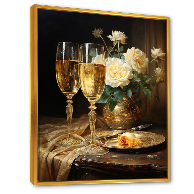 " Elegant Moments I ", 32" H x 24" W x 1" D, Gold Floater Framed